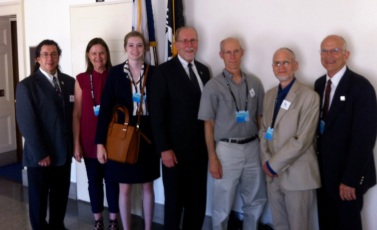 CCL volunteers meet with Congressman Dave Loebsack. From left to right: Tomie Evans (Minnesota), Cindy Lineafelter (Minnesota), Maria McCoy (Iowa City), Congressman Loebsack, John Macatee (Iowa City), Peter Rolnick (Iowa City), Lee Morgan (Minnesota).