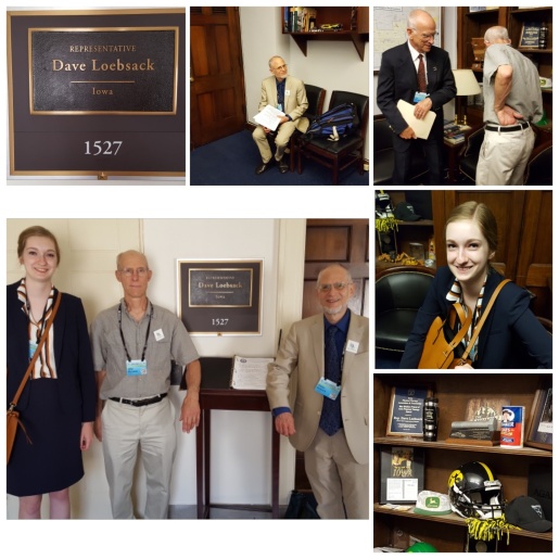 A collage of photos of CCL volunteers in Congressman Loebsack’s Washington DC office, including (lower left) ICCA volunteers Maria McCoy, John Macatee and Peter Rolnick.